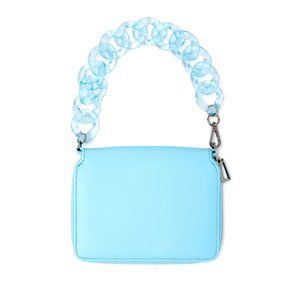 NO BOUNDARIES Women's Anika Zip Clutch with Chain Aqua Spa